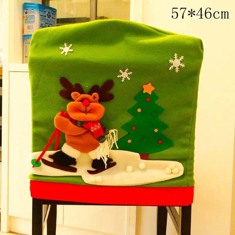 57x46cm Рождественский чехол на стул для столовой, съемный, моющийся, растягивающийся чехол на сиденье, вечерние принадлежности, рождественские украшения для дома Navidad - Цвет: 57x46cm