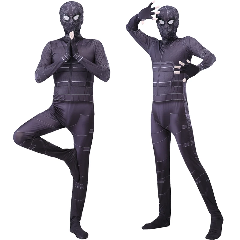 Хэллоуин новая детская Spiderboy с маской бальные костюмы для взрослых и детей черный