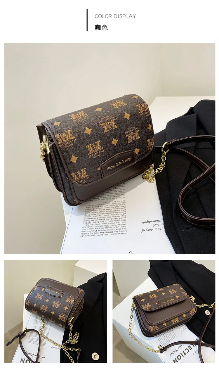 

Old flower printed lady's handbag chain one shoulder slanting bag women's bag Bucket Bag