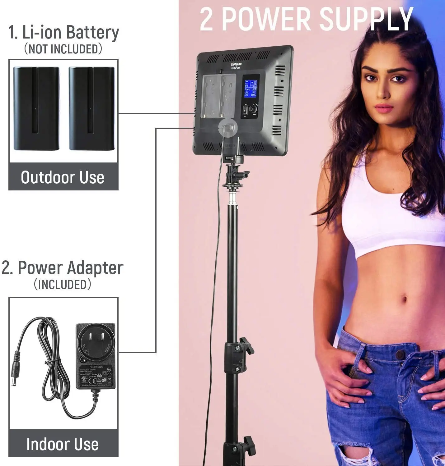 

weeylite sprite20 1/2PCS Video RGB Light kit Wireless Remote LED Panel Video Light for Video Recording Photography Studio