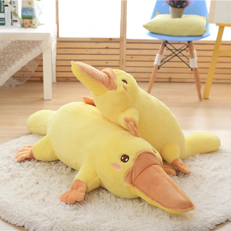 

Duckbill Duckmole Platypus Lying Plush Toy Yellow Stuffed Animal Pillow Kids Sleeping Companion Toy 50/60/80/100/120cm