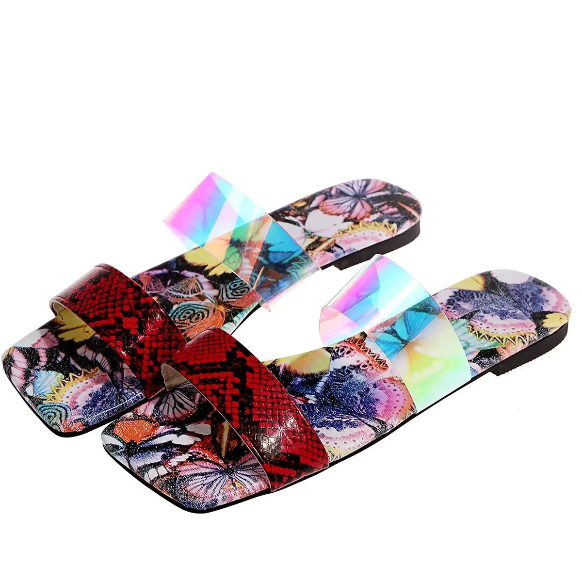 

BRKWLYZ 2021 Summer New Women's Sandals Flat Open Toe Outdoor Slippers Fashion Buckle Beach Shoes Plus Size 42