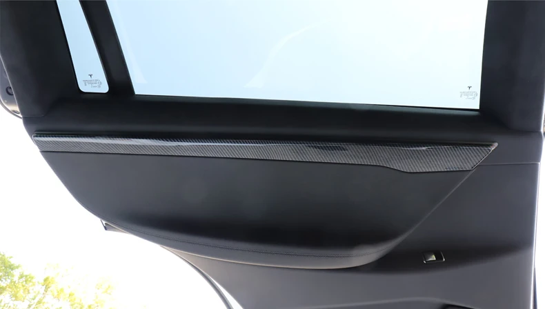 LUCKEASY автомобиля волокна обивки двери ленты ABS патч для Tesla модель X- с украшением в виде пуговицы Защита 4 шт./компл