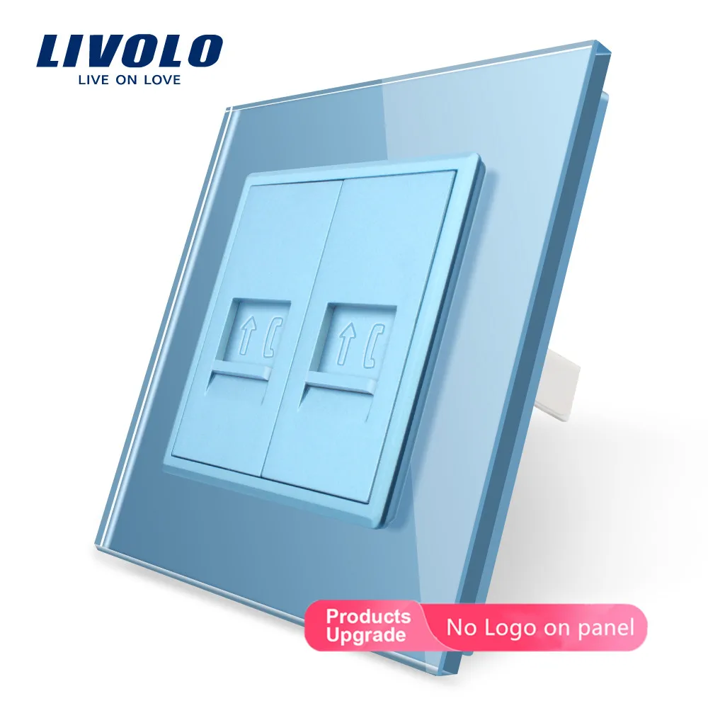 Livolo производство, 4 цвета Хрустальная стеклянная панель, 2 банды телефонная розетка/розетка VL-C792T-11, без адаптера, без логотипа