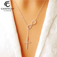 unique minimalist infinity 8 cross pendant necklace simple silver color chain necklaces for women fashion friends jewelry gifts