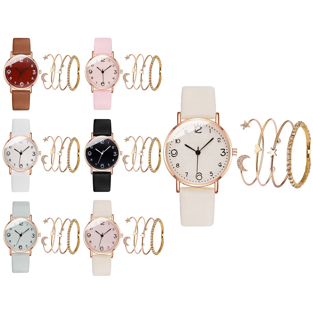 

Relogio Feminino Women Watches Set Fashion Small Delicate European Beauty Simple Casual Bracelet Watch Suit Zegarek Damski F3
