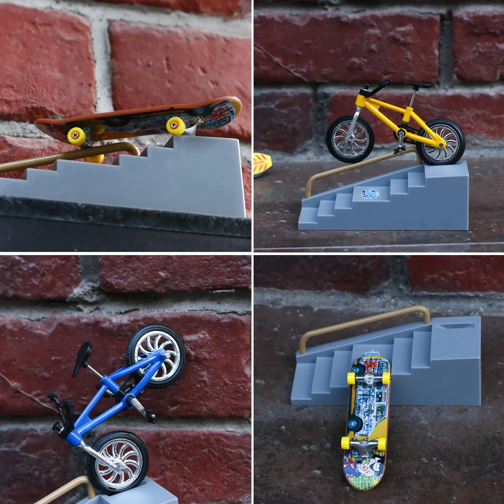 

Mini Finger Skateboarding Fingerboard BMX Bicycle Set Fun Skate Boards Mini Bikes Toys For Children Boys Kids Gifts Color Random