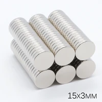 50pcs 15x3mm super strong powerful long round cylinder magnets rare earth neodymium 15mm x 3mm n35 ndfeb permanent imanes