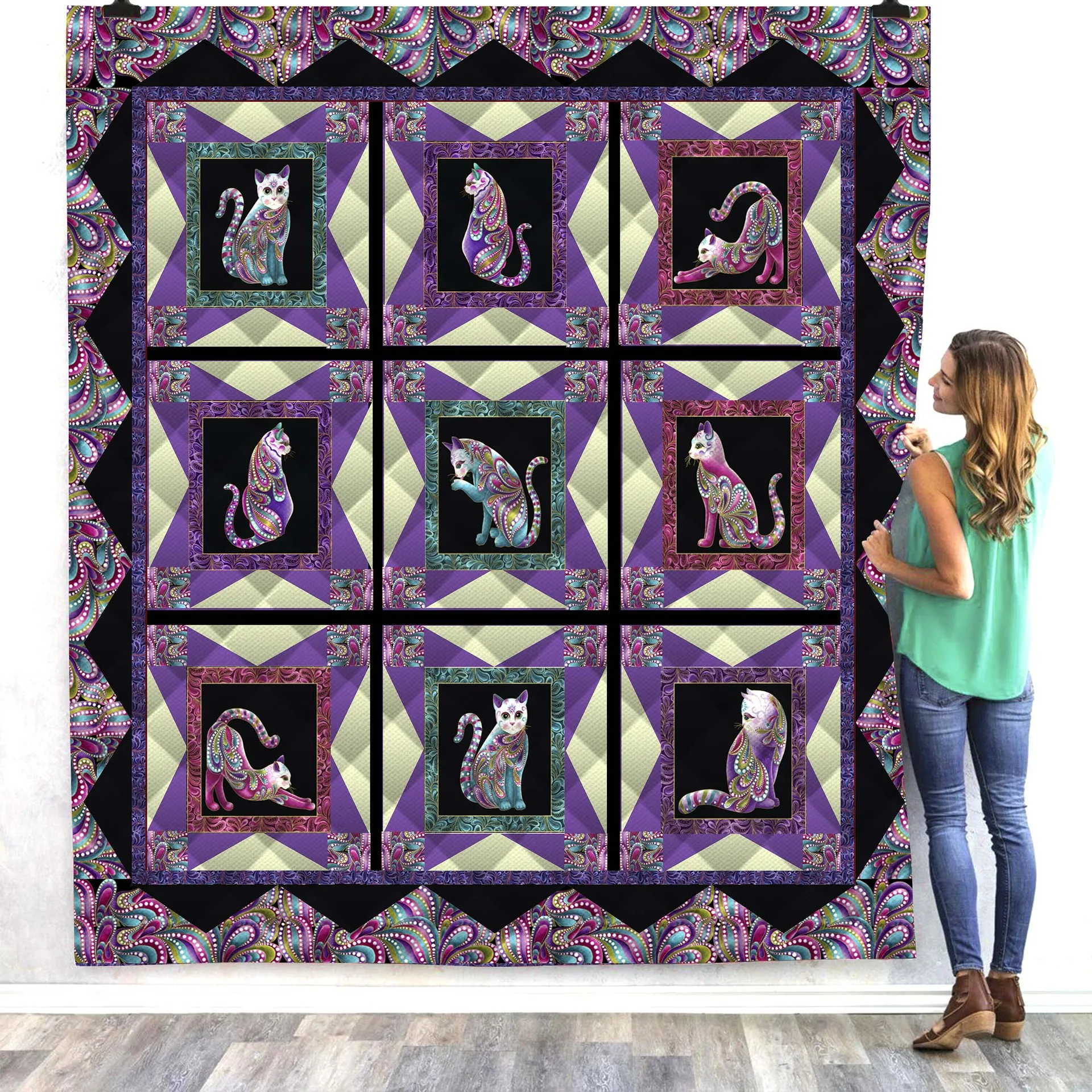 Halloween cat cute 3D Quilt Blanket For Kids Adults Bedding Throw Soft Warm Thin Office With Cotton style-4 |
