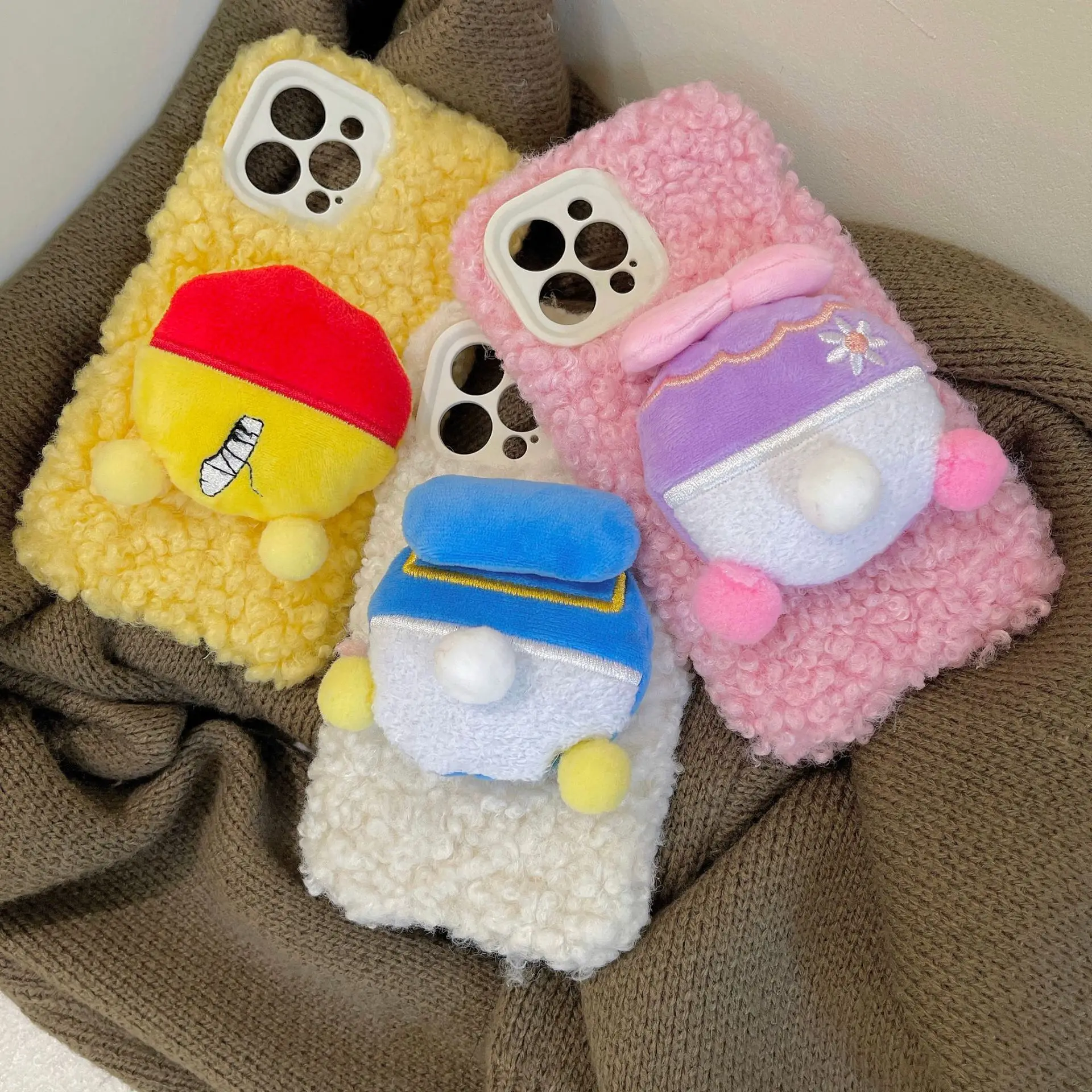 

3D Plush Cartoon Mobile Phone Case on For IPhone 11 12 13 Pro Max Mini X XR 7 8 Plus SE Cover Fall Protection Shell IPhone Case