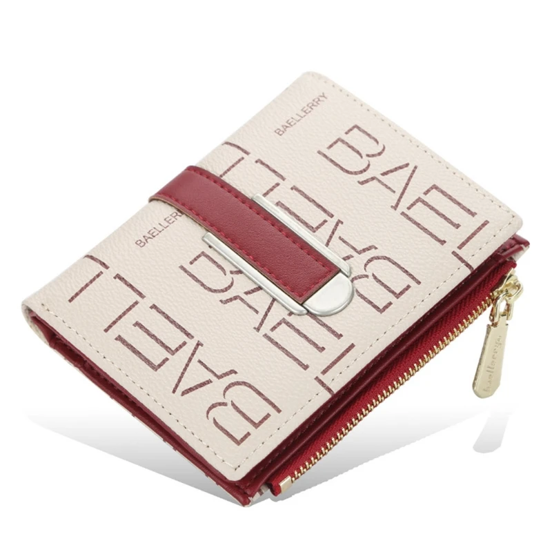 

Women Small Wallet Letters Faux Leather Multi-Slots Short Zipper Hasp Coin Purse