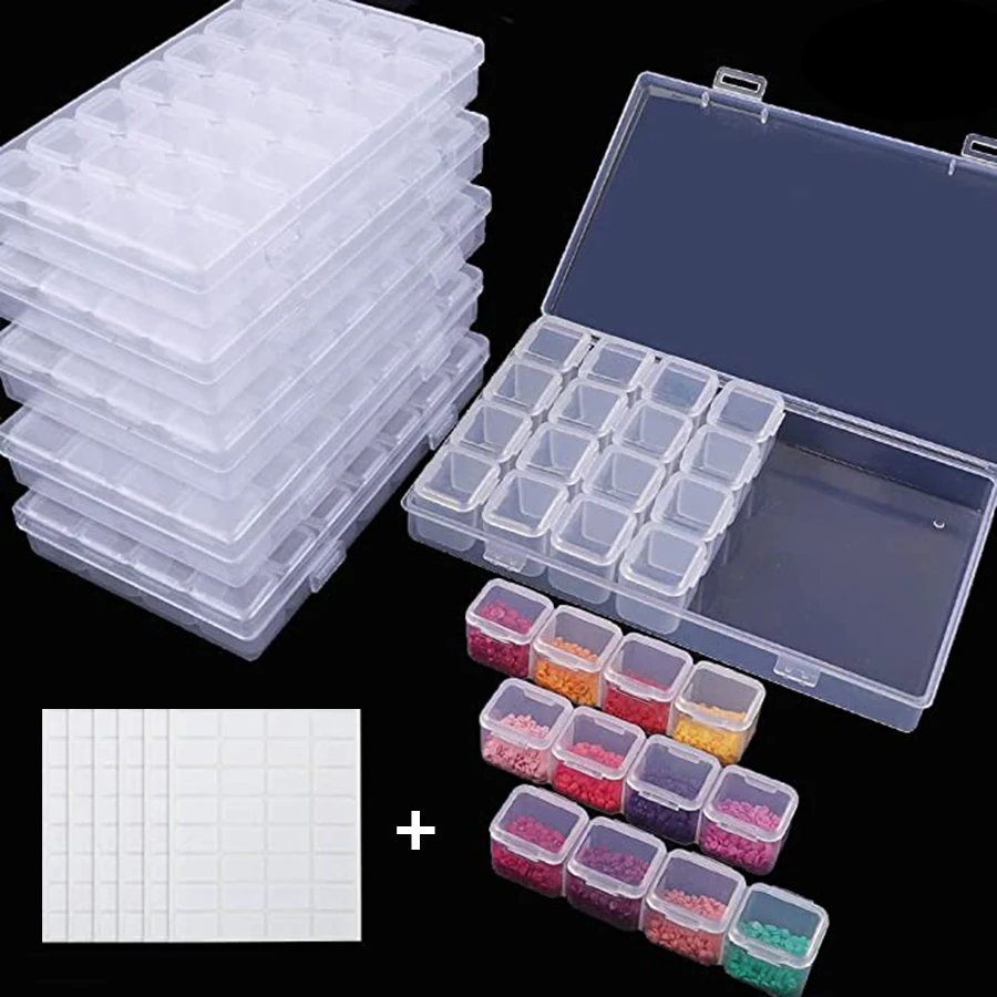 28/56/64/168 Grids Clear Plastic Storage Box For DIY diamond painting Stone Storage Embroidery Accessories Tool Organizer Case