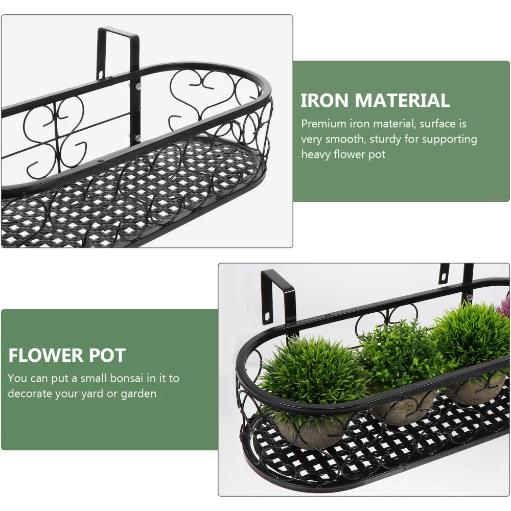 

1Pc Railing Flowerpot Rack Ironwork Hanging Flower Stand Rustproof Plant Holder