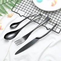 2018 wholesale 4pcsset black cutlery set box packaging stainless steel western knife cutlery kitchen dinnerware tableware set