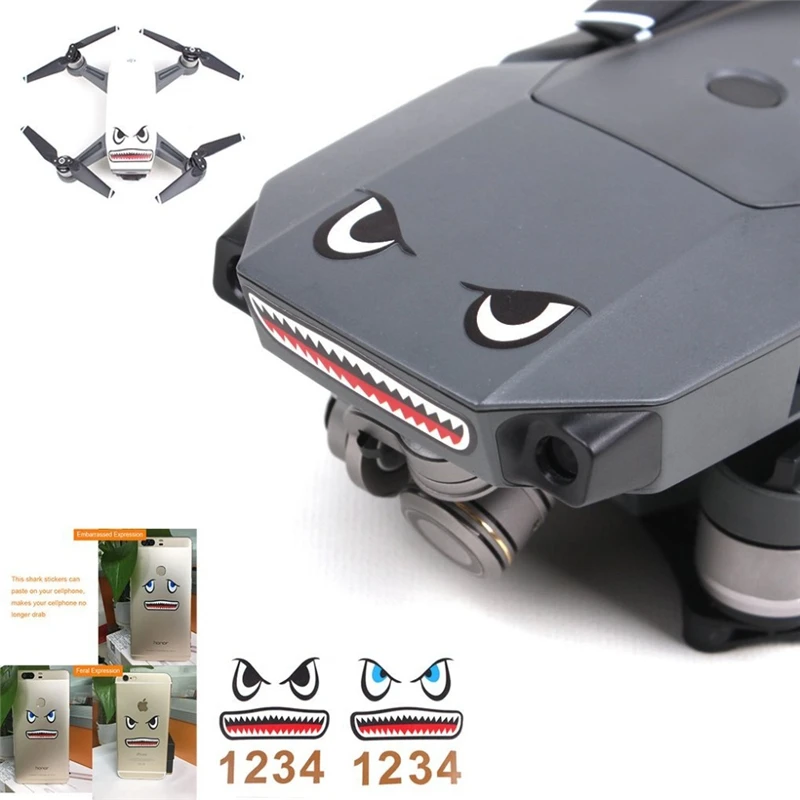 3M наклейки на лицо акулы, наклейки на кожу, аксессуары для DJI MAVIC 2 PRO, MAVIC 2 Zoom, Mavic Pro, Mavic AIR и DJI Spark