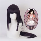 Парики для косплея Danganronpa: Trigger Happy Havoc Mikan Tsumiki, короткие, черные, фиолетовые, длинные прямые волосы, на Хэллоуин, 1:1, 100 см
