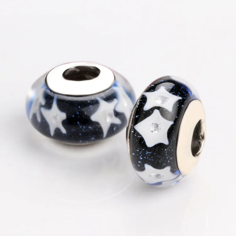

DoDoFly Authentic S925 Sterling Silver Star sky blue five-pointed star glass beads Fit Original Bracelets Women Jewelry Gifts