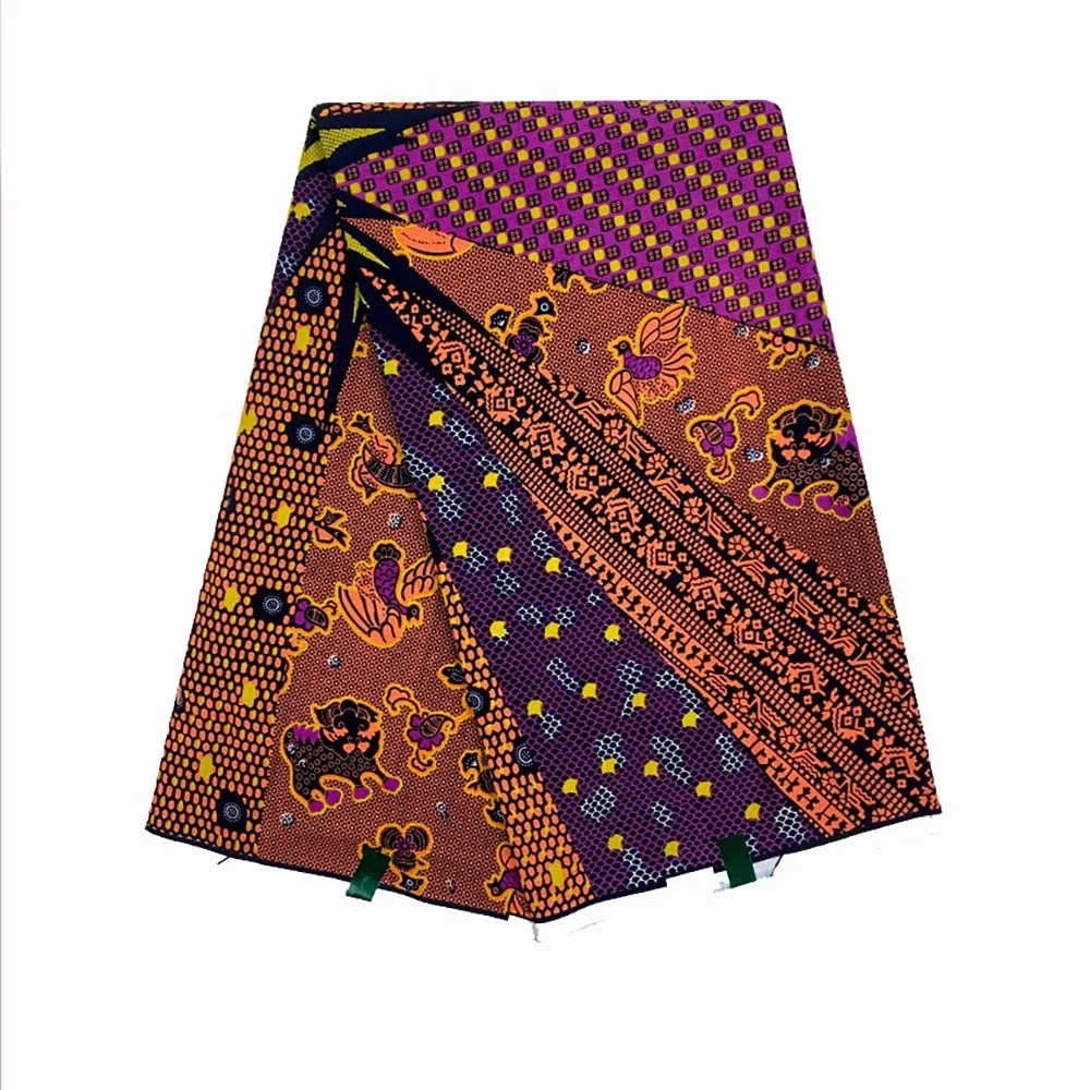 6 Yards African Batik 24*24 Cotton Ankara Wax Fabric Holland African Dress Animal Cartoon Geometric Pattern Fabric