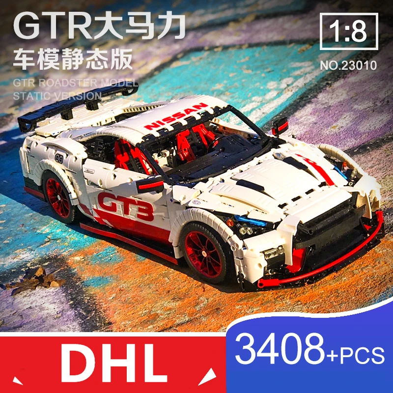 MOC Technic GTR GT-R супер белые гонщики, гоночные высоколошадиные спортивные автомобильные строительные блоки, комплекты кирпичей, подарки для детей, игрушки