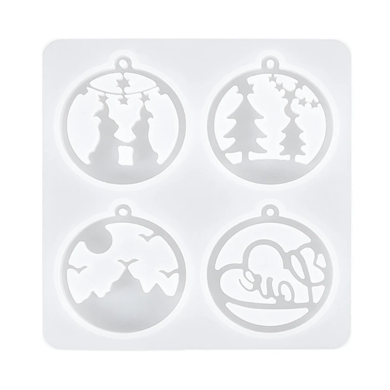 

L5YD Silicone Mold Christmas Keychain Mould With Hole Keyring Pendant DIY Craft