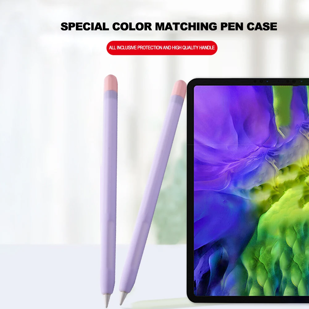 

For Apple Pencil 1st 2nd Generation Colorful Soft Silicone Pen Protective Case Cover Skin Tablet Stylus Pen Computer Accessories