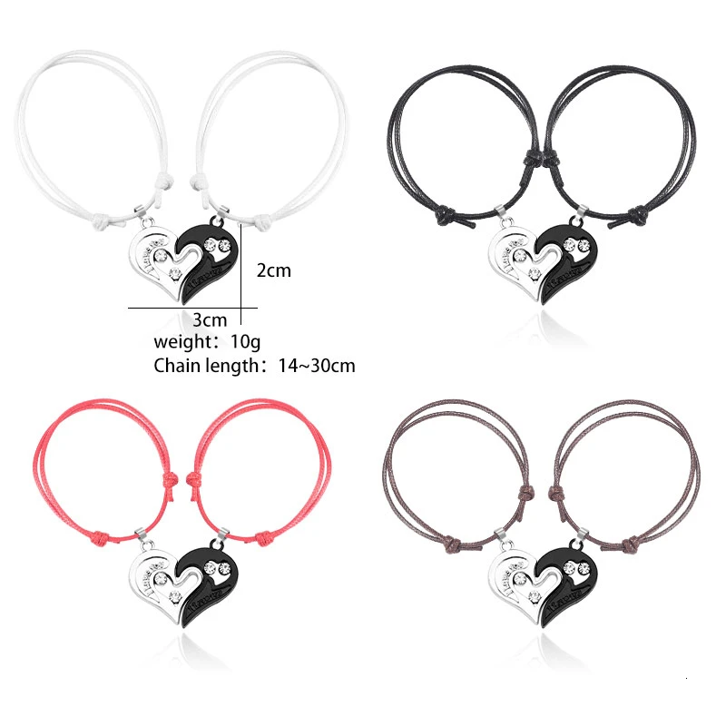 Цветной кожаный браслет сделай сам для пар в форме сердца кулон пазл с