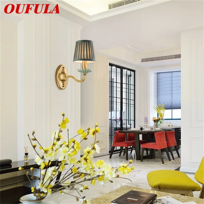 

OUFULA Brass WallÂ SconceÂ Lamp Modern Luxury Ceramic LED Light Design For Home Bedroom Parlor Balcony