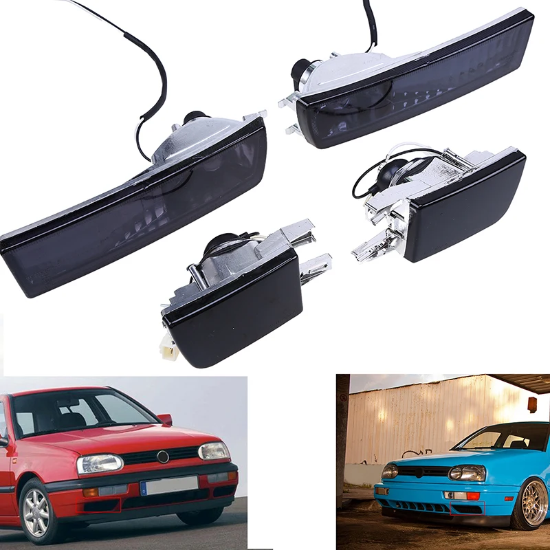 POSSBAY Front Lower Fog Light Assembly Fit for 1993-1998 VW Golf Models Only Daytime Running Driving Halogen Turn Signal Lights |