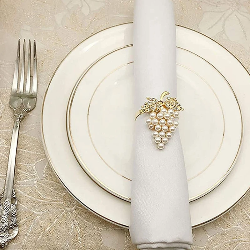 Набор из 6 колец для салфеток с виноградом блестящим искусственным бриллиантом и