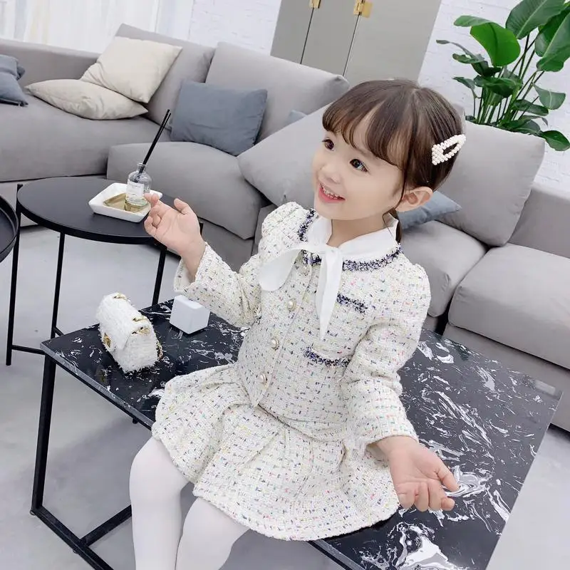 

2020 New Baby Girls Fashion Clothing Set Elegant Jackets+skirts 2pcs Suits Warm Christmas Children Birthday Party Clothes Sets