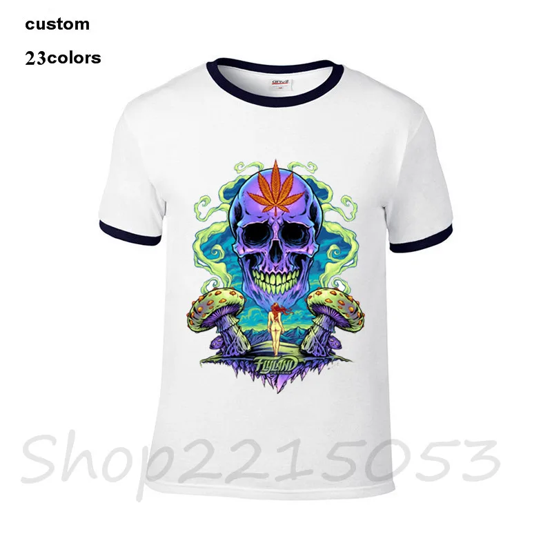Мужская футболка с забавным фиолетовым черепом каннабиса грибами