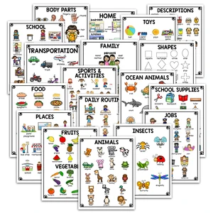 18 тем A4 английские слова образовательные постеры фонарики разумная карта Детская фотография декор для детей