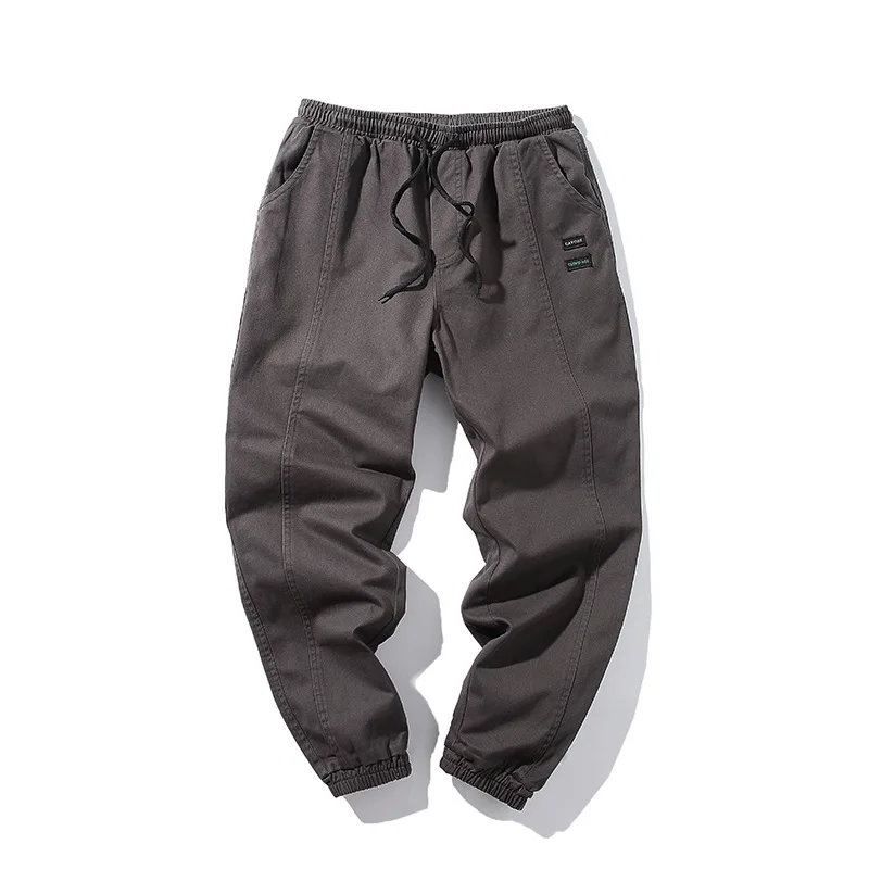 Dark Brown Модные стильные мужские повседневные Прямые облегающие брюки с эластичной резинкой на талии, свободные мягкие летние уличные штаны с завязками для бега - Цвет: Dark Brown