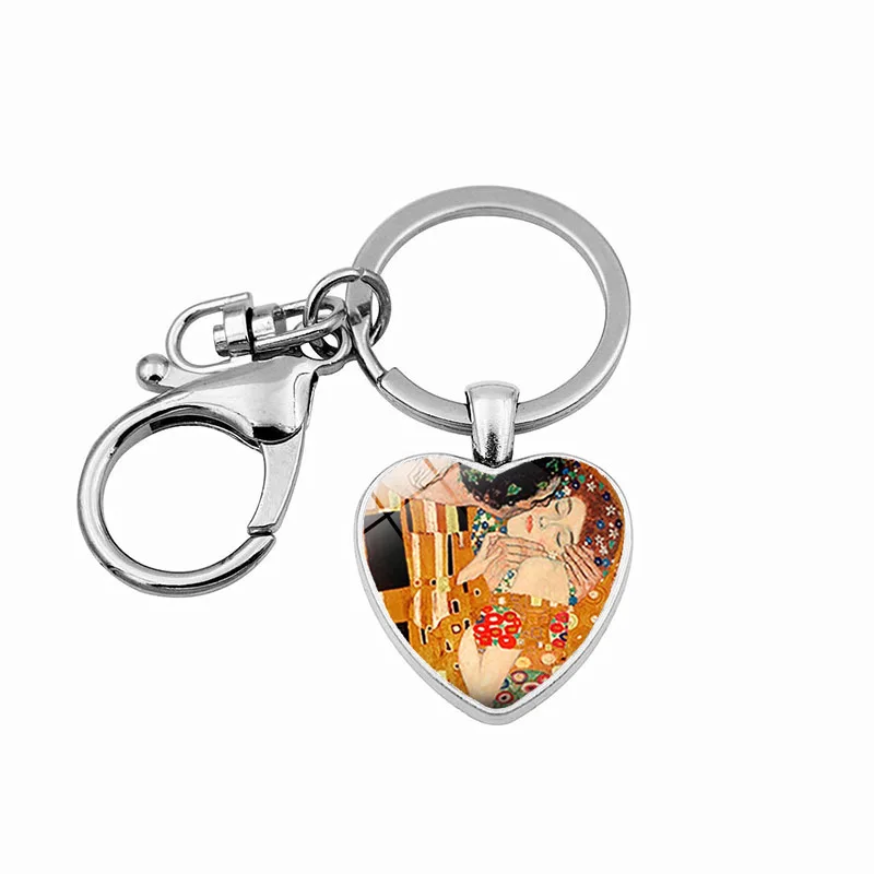 FIMAODZ Gustav Klimt брелок с поцелуем в форме сердца стеклянный кристалл винтажный