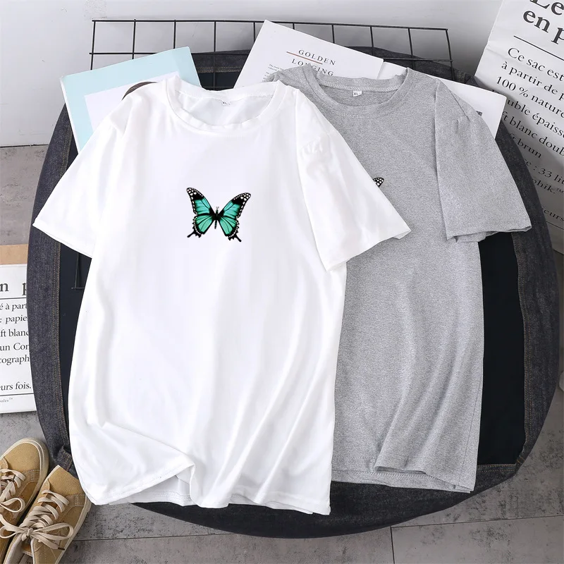 

Qrxiaer Young Boy Girls Tee Short Sleeve Natural Streetwear Natural Insect Butterfly Shirt Couple Shirts Summer Women tshirts