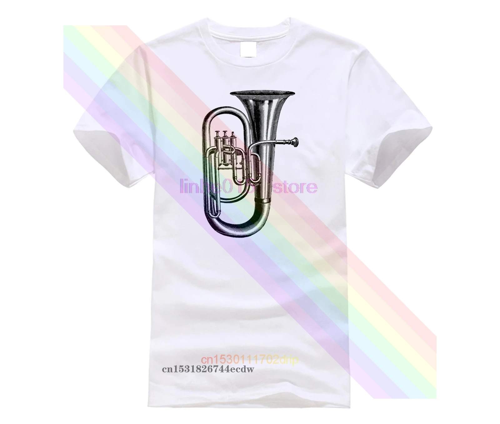 Винтажная футболка с трубой саксором латунным духовым инструментом ретро-эскиз