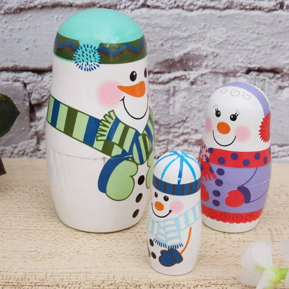 Снеговик деревянная матрешка русская кукла 5 слоев укладки Игрушка Декор для