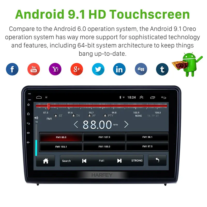Головное устройство Harfey для автомобиля GPS радио Android 9 1 10 дюйма Ford Ecosport 2018 2019 с HD