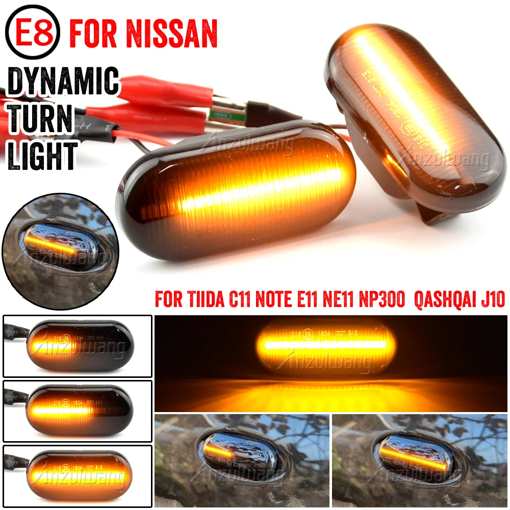 

2Pcs Dynamic LED Side Marker Light Turn Signal Light Side Repeater Panel Lamp For Nissan Qashqai J10 350z Z33 Navara D40 Micra C