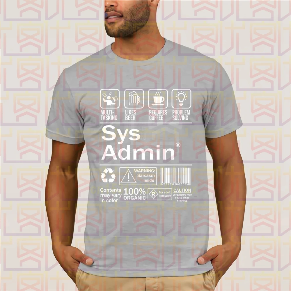 Системный администратор ярлык продукта футболка Linux кофе Мужская Марка Clothihng