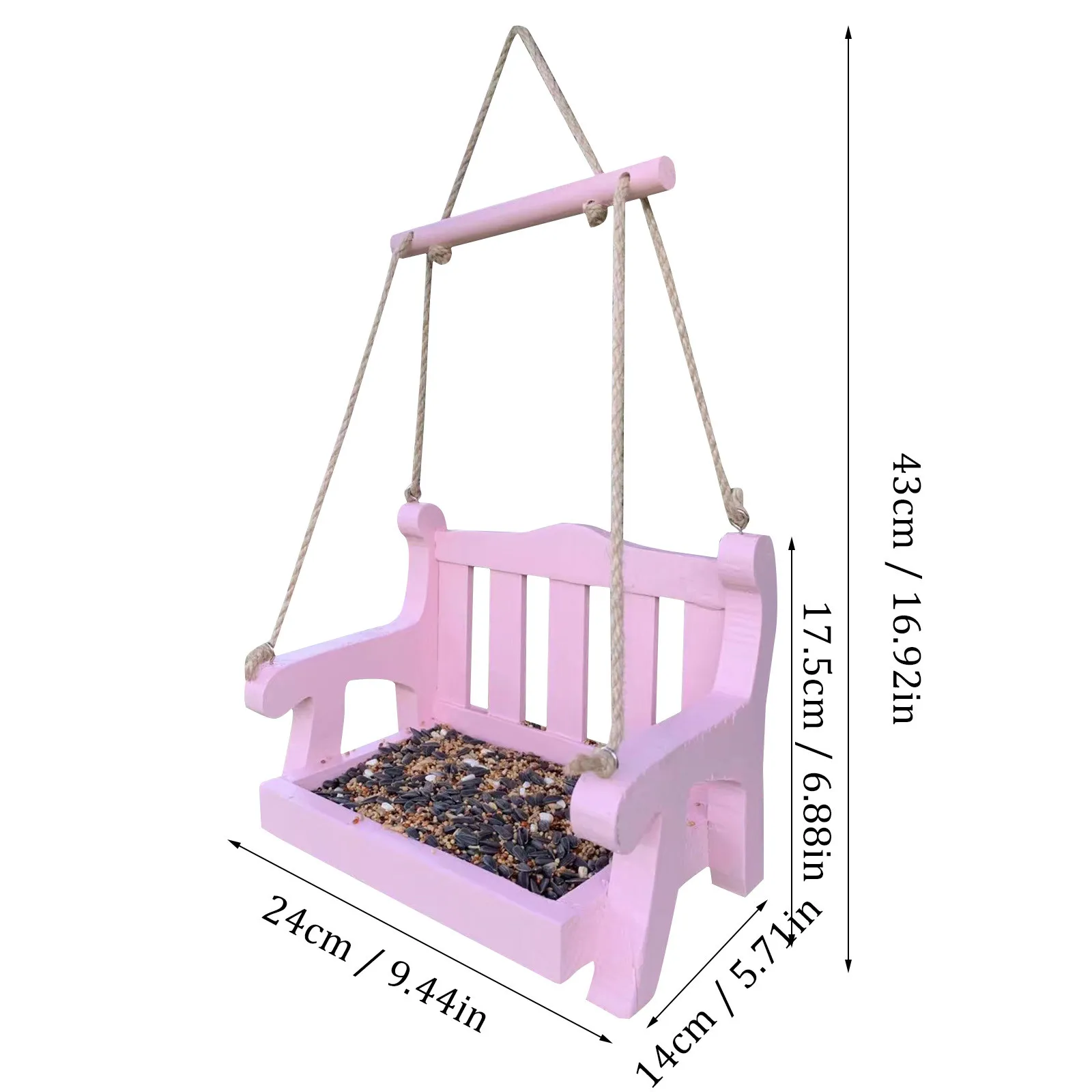 

Outdoor Wooden Bird Feeder Automatic Hanging Bird Feeder Wood Swing Wild Garden Yard Decor Garden Decoration Tools #36