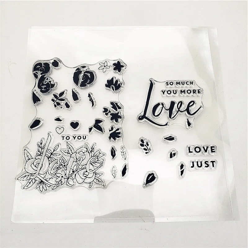 

14x14cm Flowers Of Love Clear Stamps Transparent Seal Silicone Seal TPR Christmas Wedding Roller Stamps DIY Scrapbook Album Card
