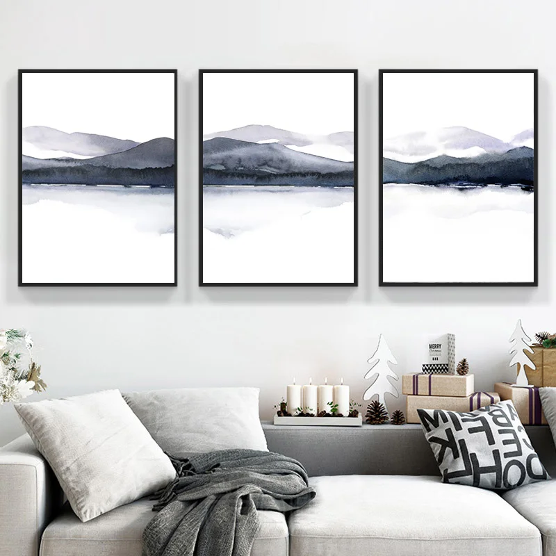 

Watercolor Mountain Landscape Canvas Abstract Minimalist Posters Painting Picture and Printing Modern Living Room Home Decor