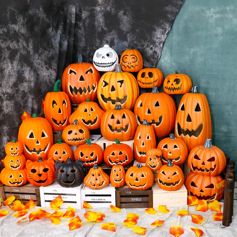 Pumpkin lantern decorations Shop window display Outdoor scene layout hollow luminous pumpkin halloween decoration for home | Дом и сад