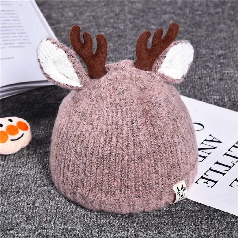 Winter Cute Deer Elk Antlers Baby Hat Thick Warm Knitted Children Boy Girl Beanie Cap Christmas Hats Photography Props |