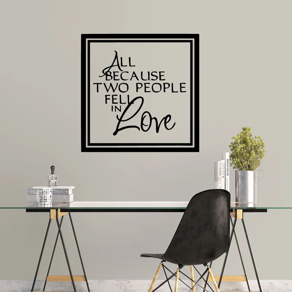 

Cartoon All becalise two people Nursery Wall Stickers Vinyl Art Decals Living Room Bedroom Wall Decal Home Decor
