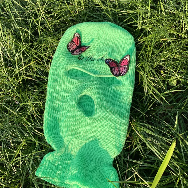 Лыжная маска с розовыми бабочками вязаная маска-Балаклава для лица на все лицо