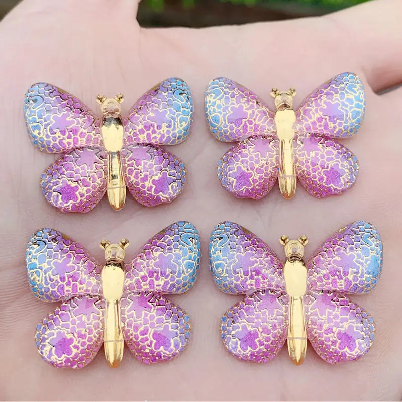 10 шт. разноцветные бабочки с отверстиями плоской задней поверхностью и