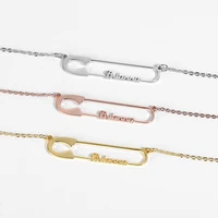 personalized necklace custom name necklaces for women paper clip choker pendant stainless steel nameplate christmas gift