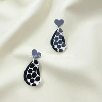 qumeng fashion multi type irregular acrylic drop earrings black white graffiti simulated polymer clay geometric earrings gift